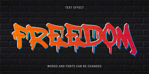 Wall Mural - freedom graffiti text effect 100% editable vector image	