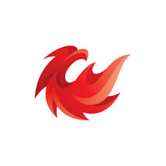 Wall Mural - Abstract Bird and Fire Flame Phoenix Logo Icon