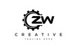 Gear letter ZW logo icon Design Vector