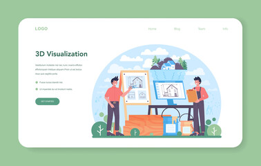 Fototapete - Architecture web banner or landing page. Idea of building project