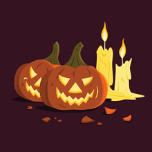 The Jack O'lantern And Candles For The Halloween Wallpaper.