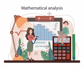 Wall Mural - Math school subject. Students studying mathematical analysis. Science