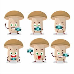 Sticker - Photographer profession emoticon with honey fungus cartoon character