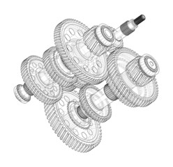 Aufkleber - Gearbox sketch. Vector rendering of 3d