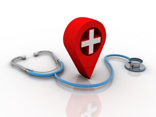 Poster - 3d rendering hospital navigation with Stethoscope

