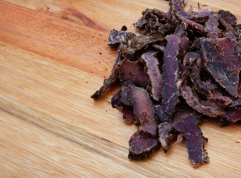 Traditional South African Biltong, cured meat snack