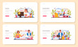 © inspiring.team - Secretary web banner or landing page set. Receptionist answering calls