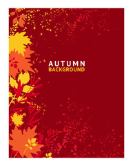 Wall Mural - autumn abstract background with falling leaves. bright banner, poster, cover design template, social