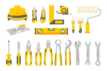 Mechanic tool set vector. Construction tools for home repairs isolated on a white background