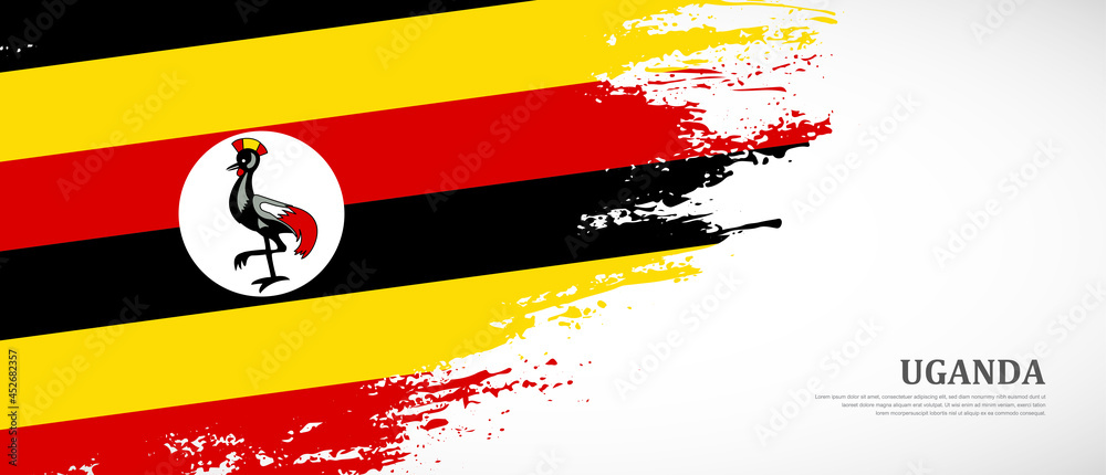 National flag of Uganda with textured brush flag. Artistic hand drawn ...