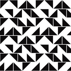Poster - Simple flags or origami shapes. Black triangles make minimal pattern. Vector seamless black origami triangles.