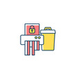 Sensitive information disposal RGB color icon. Confidential waste. Accidental disclosure prevention. Shredding papers. Disposing documents. Isolated vector illustration. Simple filled line drawing