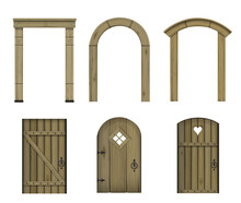 Set Of Textures Of Wooden Vintage Doors Vector