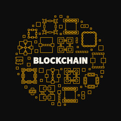 Poster - Blockchain outline concept vector round creative illustration