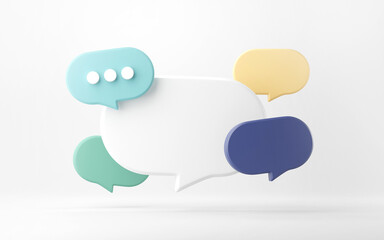 Blank bubble talk or comment sign symbol on yellow background. 3d render.