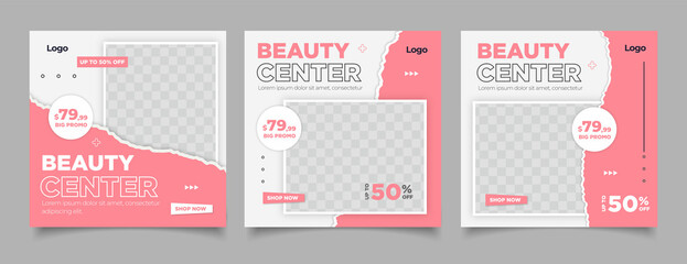 Beauty Center Makeup Social media post Banner Square Flyer Template Design