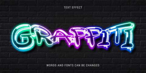 Wall Mural - neon graffiti text effect editable eps cc