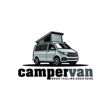 Camper Van Vector Isolated For Logo And Illustration