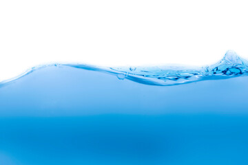  Clear water surface in a square shaped glass like a sea or a separate fish tank on a white background.