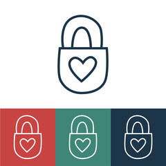 Wall Mural - Linear vector icon of love lock