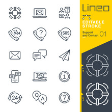 Lineo Editable Stroke - Contact And Support Line Icons