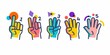 © Ramosh Artworks - hands showing numbers, hand gesture count 1 2 3 4 and 5 vector icon illustration in trendy cartoon filled line style set Illustration, counting hand vector design