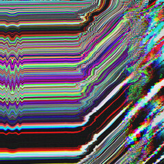 Wall Mural - tv glitch psychedelic noise background old vhs screen error digital pixel noise abstract design comp