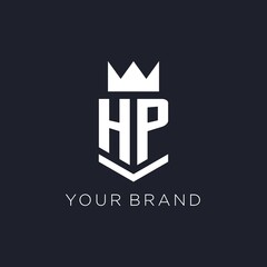 Wall Mural - HP logo with shield and crown, initial monogram logo design