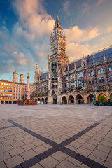 Wall Mural - Munich, Germany. Cityscape image of Marien Square in Munich, Bavaria, Germany at summer sunrise.