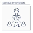 Escrow line icon. Third party holds an asset or funds before transfer from one party to another.Banking functions concept. Isolated vector illustration. Editable stroke