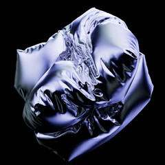 Poster - 3d render of deformed geometry shape. Isolated shape with reflective material.