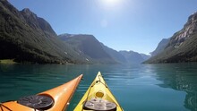 Double Kayaking adventure tour Leon Nordfjord Norway gopro view