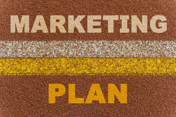 On the treadmill, the words Marketing and Plan are separated by two lines.