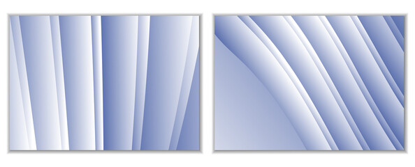 Abstract gradient waves background and folds. A set of 2 templates. 3D illustration in gentle pastel colors. Vector