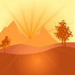 Autumn Landscape Vector Ilustration Background