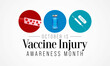 Vaccine injury awareness month is observed every year in October all across the United states. Vector illustration