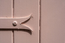 Closeup Of The Wooden Pink Window Shutter In France, Useful As A Background