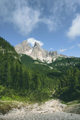 ago di Sorapiss is a lake in the mountain range Sorapiss in the Dolomites, province of Belluno, c. 12 km away from Cortina d'Ampezzo. The lake has an altitude of 1,925 metres above sea level. 