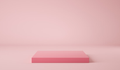 Poster - background with pink color geometric podium, 3d render