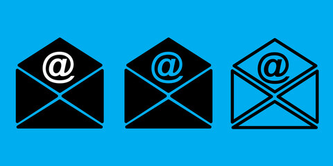 Poster - Envelopes email set. Sms chat. Communication icon. Contact page icon set. Message icon. Vector illustration. Stock image.