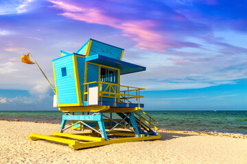 Poster - Lifeguard tower in Miami Beach