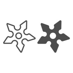 Poster - Throwing star, shuriken, ninja weapon line and solid icon, asian culture concept, blade, knife vector sign on white background, outline style icon for mobile concept and web design. Vector graphics.