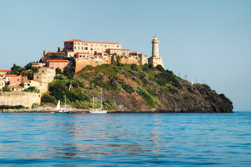 Portoferraio, Elba island, Italy. Sea view of Portoferraio and his lighthouse