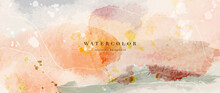 Watercolor Abstract Art Background Vector. Wallpaper Design With Paint Brush Beige Watercolor. Illustration For Prints, Wall Art, Cover And Invitation Cards.