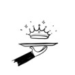 hand drawn doodle serving crown on tray symbol for exclusive service icon illustration