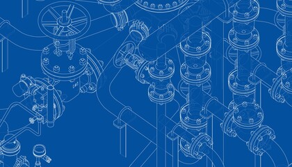 Sticker - Valves and other industrial equipment. Vector