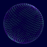 Fototapeta Kwiaty - Abstract 3d sphere made of dots. Global social network. Internet and technology. Geometry math vector illustration.