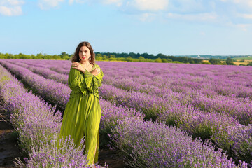 Sticker - Beautiful young woman in lavender field