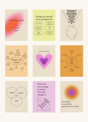 Wall Mural - Set of positive motivation posters on trendy abstract background in neutral colors.