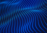 Fototapeta Do przedpokoju - Abstract geometric neon background, blue network. Science, technology and research concept